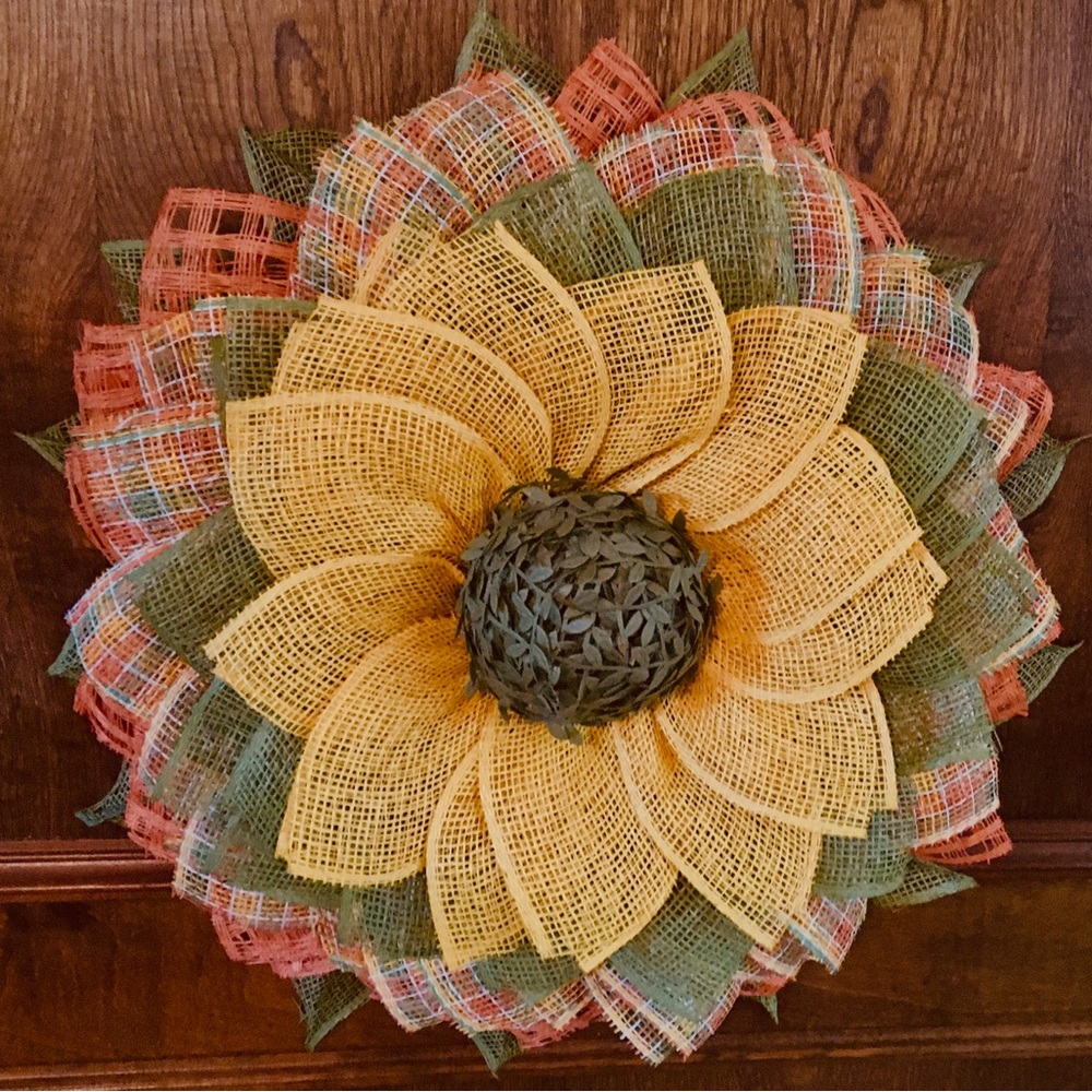 Colorful Burlap Flower Wall Decor